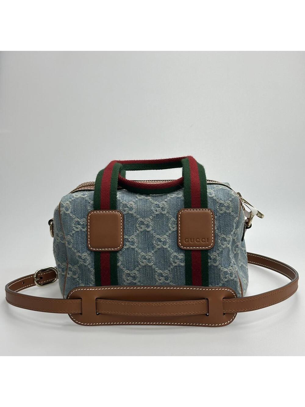 Gucci Gg Blue Denim Boston Bag Web #318247G18B